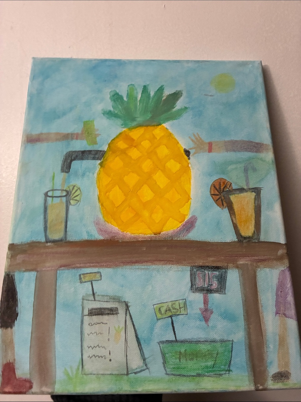 Hand-Painted Pineapple Still Life Canvas Art